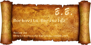 Borkovits Beriszló névjegykártya